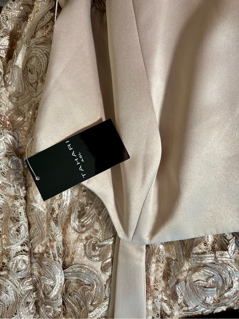 NWT Tahari ASL Sequin Soutache 3D Tulle Satin Bodice Midi Dress 12 - Picture 7 of 10